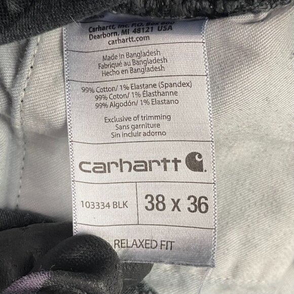 Distressed Carhartt Double Knee Pants 103334 BLK Mens 38 x 36 Fits 38x33.5 Black - Picture 9 of 14